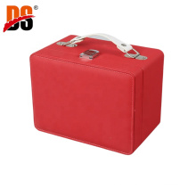 DS Custom Red PU Leather Travel Storage Container Box